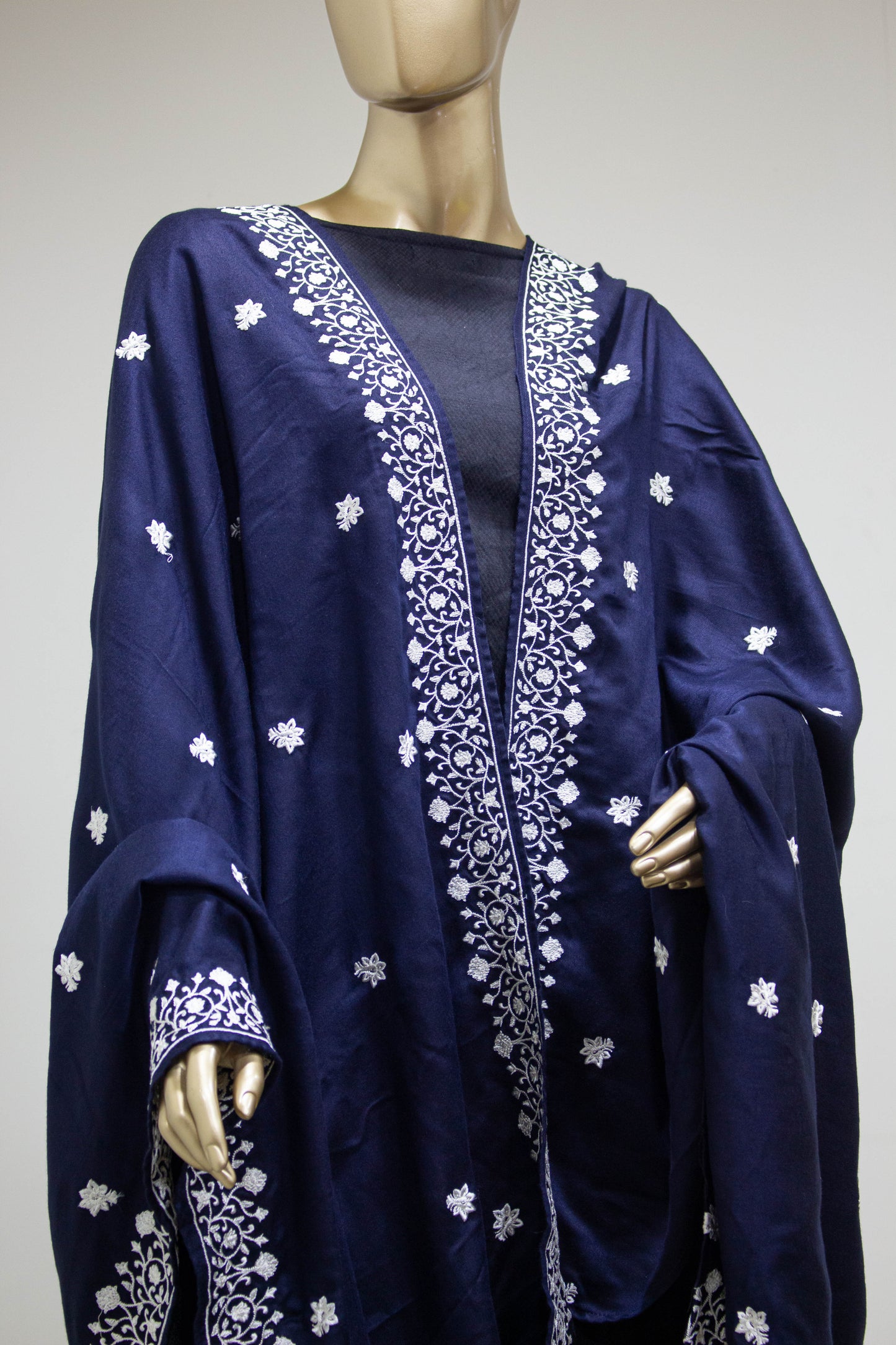 Blue Embroidered Pashmina Shawl
