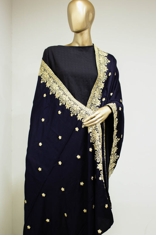 Black Embroidered Pashmina Shawl