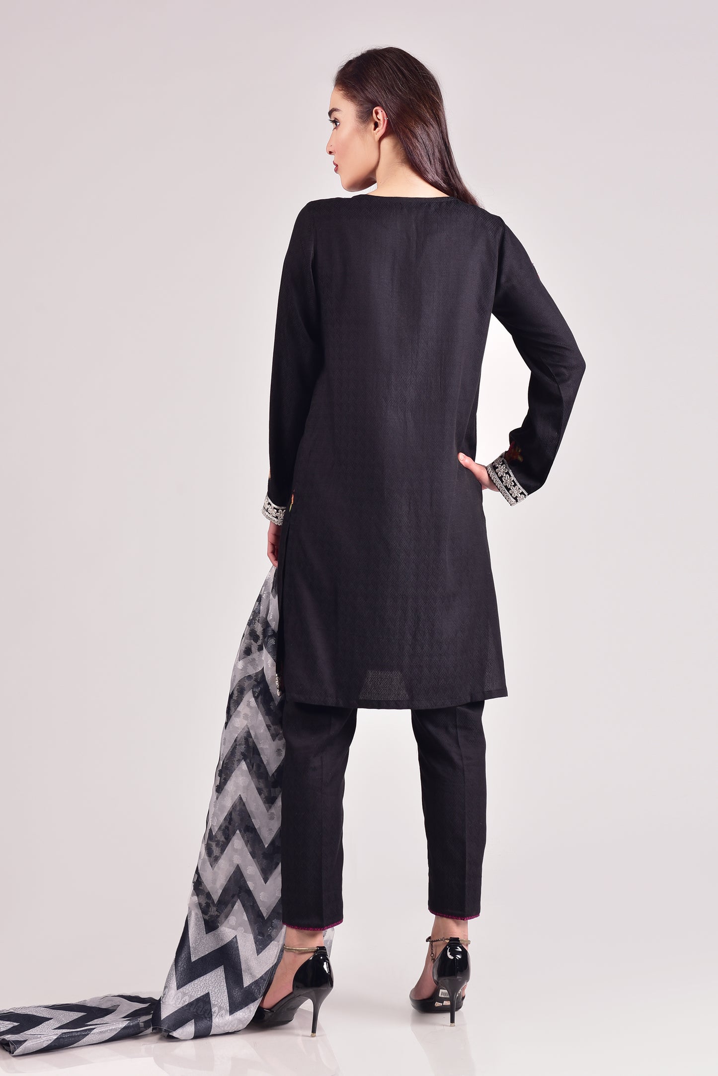 EMBROIDERED VISCOSE COTTON 3 PIECE STITCHED SUIT - Mosaic